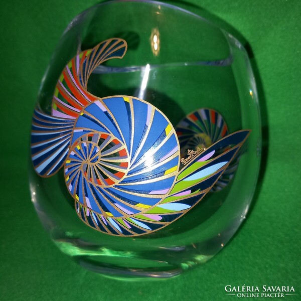Rosenthal  "Brigitte Doege " ,aláírással, jelzett design, gömb alakú, asztali, üveg váza.