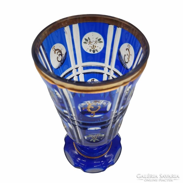Bieder glass with base blue m00829