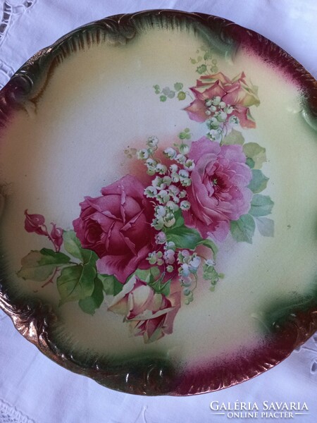 Antique stoke & trent, English rose, lily-of-the-valley serving bowl