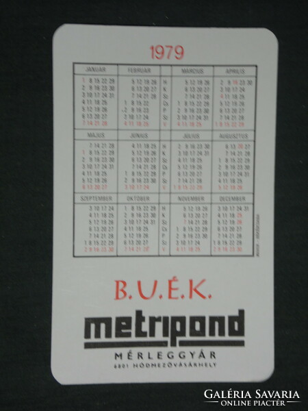 Card calendar, metripond scale factory, hódmezővásárhely, graphic designer, 1979, (2)