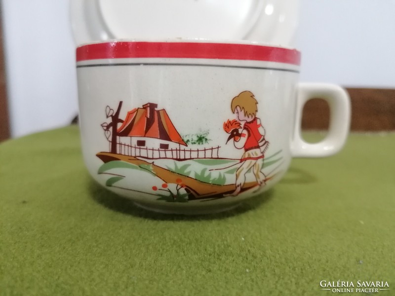 Fairytale patterned plate + mug with a little damage