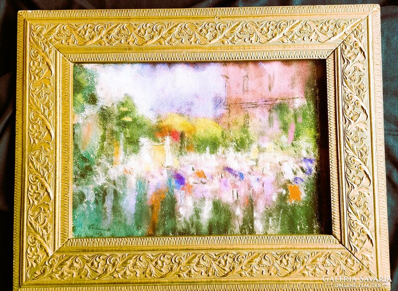 Post-impressionist pastel painting high quality original art nouveau glazed frame