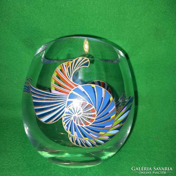 Rosenthal  "Brigitte Doege " ,aláírással, jelzett design, gömb alakú, asztali, üveg váza.