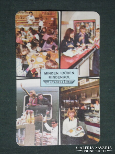 Card calendar, máv railway, passenger buffet car, bistro, restaurant, 1979, (2)