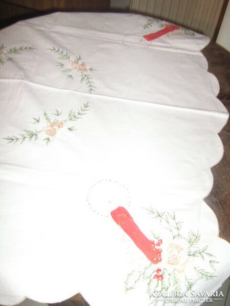 Wonderful Christmas machine embroidered tablecloth