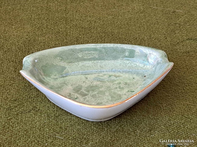 Hollóháza luster-glazed porcelain ashtray and ashtray set of 4 pieces