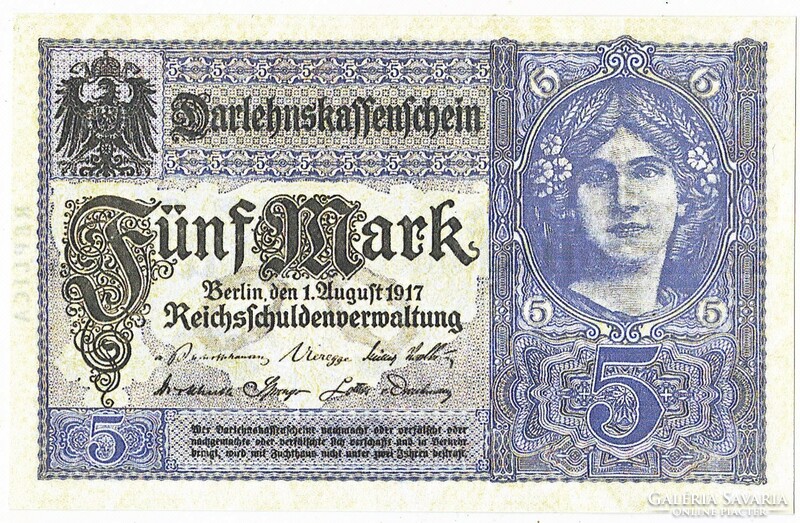 Germany 5 German paper stamps 1917 replica