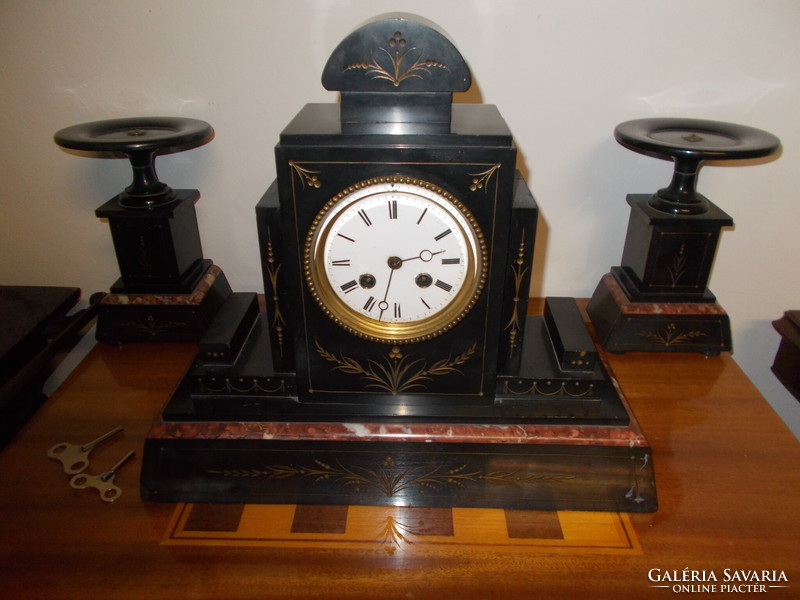 Marble fireplace clock, fireplace clock set