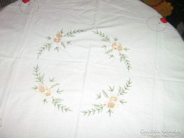 Wonderful Christmas machine embroidered tablecloth