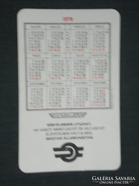 Card calendar, máv railway, passenger buffet car, bistro, restaurant, 1979, (2)