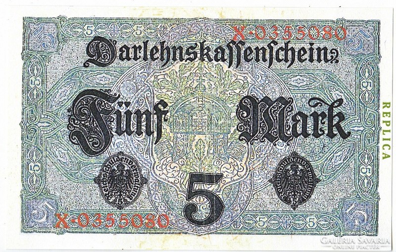 Németország 5 Német papírmárka 1917 REPLIKA