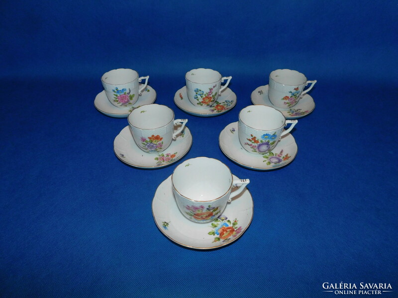 Set of 6 cappuccino cups with bouquet de tulip pattern from Herend