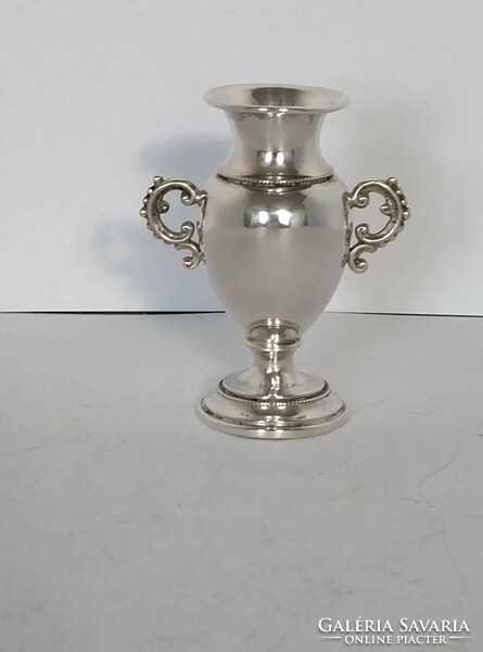 Silver goblet vase, display case