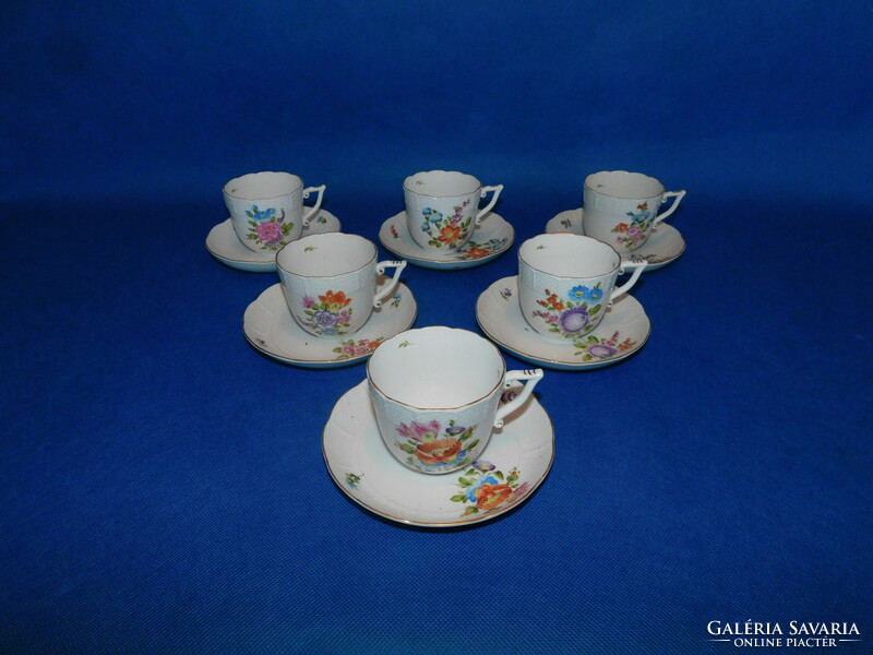 Set of 6 cappuccino cups with bouquet de tulip pattern from Herend