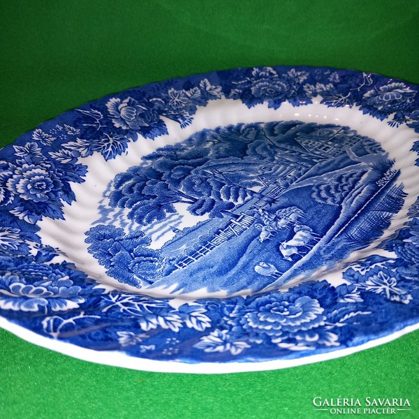 "WOODS WARE " ( WOOD &SONS  )kék, angol porcelán, ovális, asztali kínáló tál, süteményes, pecsenyés.