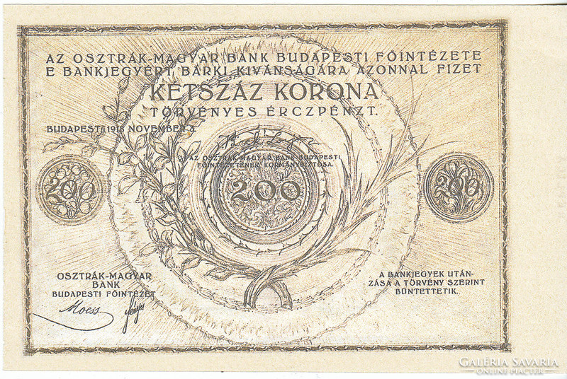 Magyarország 200 korona REPLIKA 1918 UNC