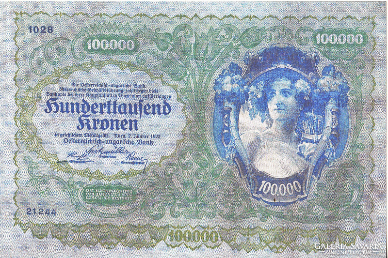 Austria 100,000 Korona 1922 replica unc
