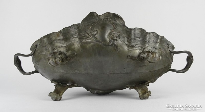 1P690 Antik nagyméretű barokk fém asztalközép kínáló tál 44 cm