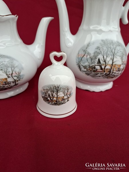 Crown-bavaria germany porcelain coffee pots and bells winter motif
