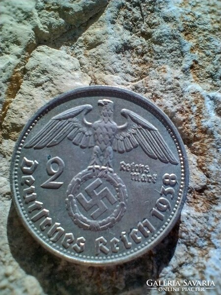 Horogkeresztes .625 ezüst 2 birodalmi márka 1938 B