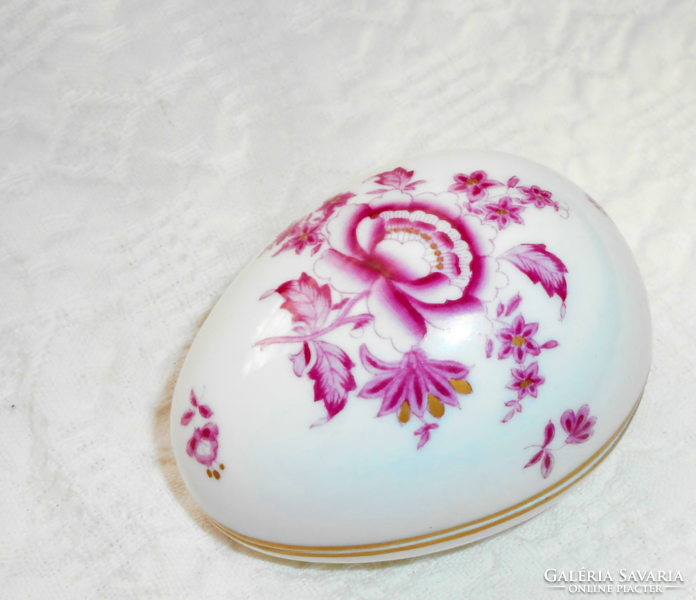 Herendi ékszertartó porcelán tojás- Nanking (pink) motívum