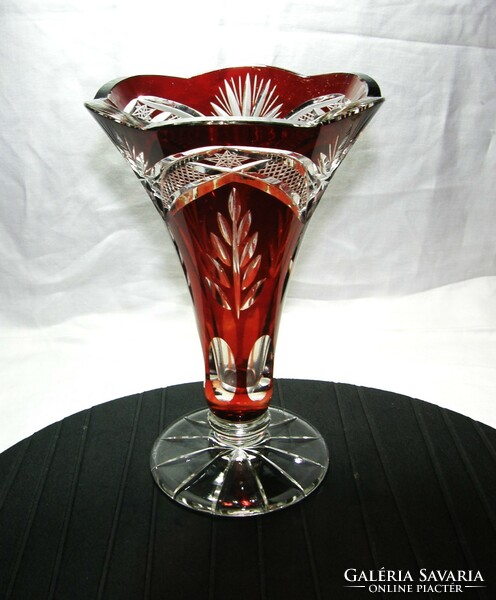 Beautiful antique polished crystal vase - 21 cm