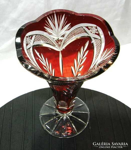 Gyönyörű antik csiszolt kristály váza - 21 cm