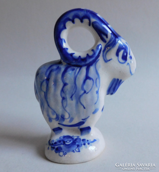 Ram figurine - presumably Russian gzhel porcelain - 10 cm