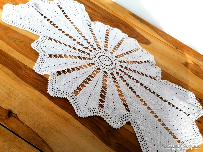 Old handmade crochet tablecloth tablecloth centerpiece lace 78 x 47