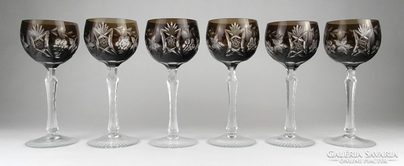 1P699 old polished crystal glass set of 6 pieces