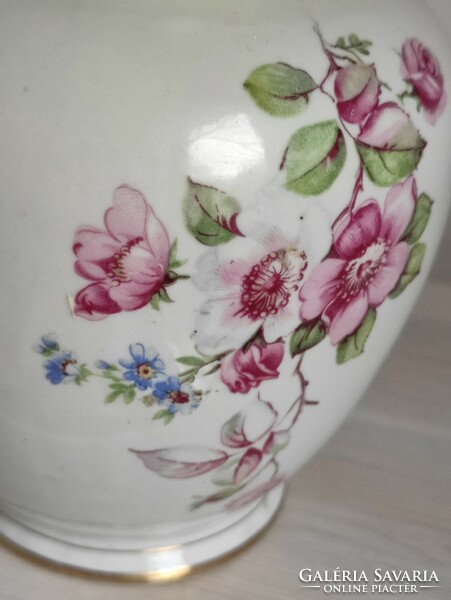 Dreamy lace rose patterned classic bell-shaped antique Hólloháza porcelain vase