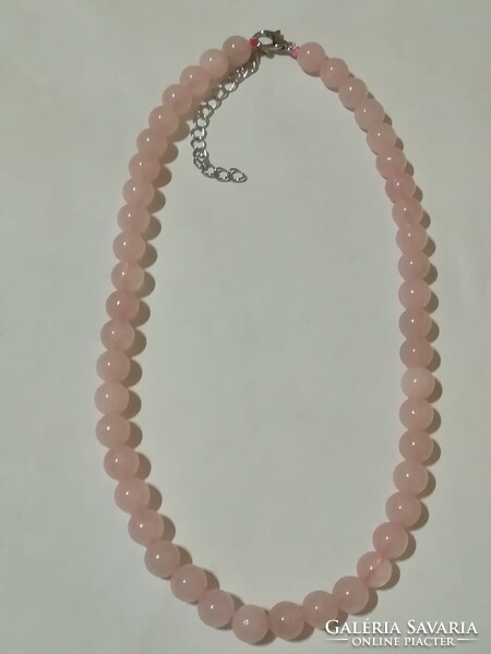 Rose quartz mineral necklace.