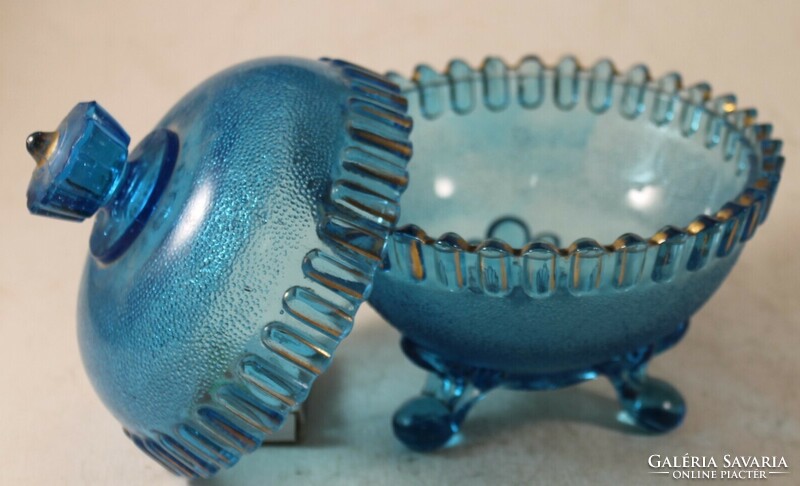 Antique blue glass sugar bowl