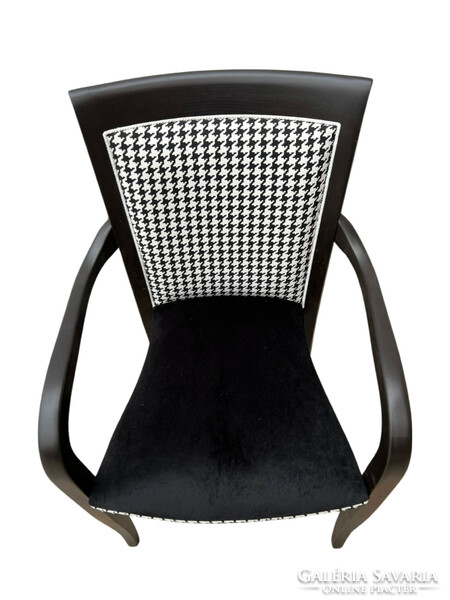 Exclusive armchair with beech frame, solo - in pairs, with houndstooth pattern upholstery