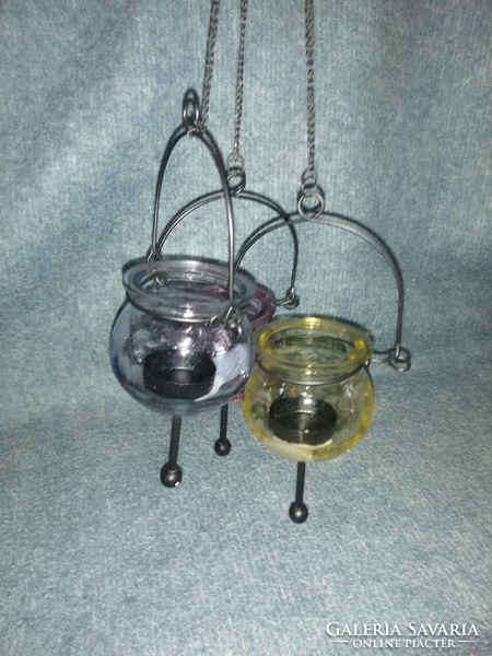 Three glass hanging candle holders (a3)