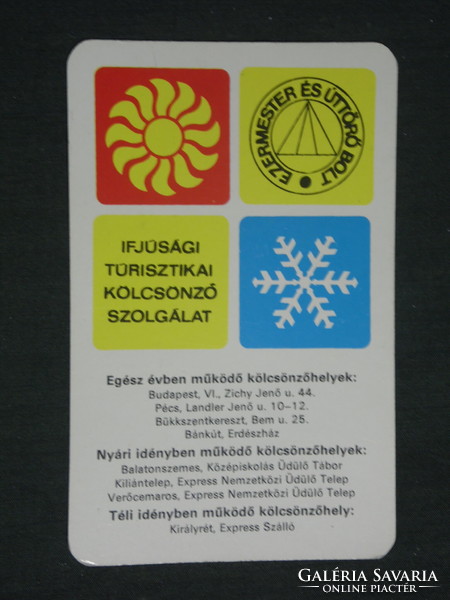 Card calendar, handyman pioneering shop, Budapest, Pécs, Bánkút, Verőcemaros, Balatonszemes, 1979, (2)