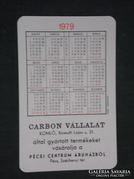 Card calendar, Pécs, center department store, carbon clothing fashion store, hops, 1979, (2)