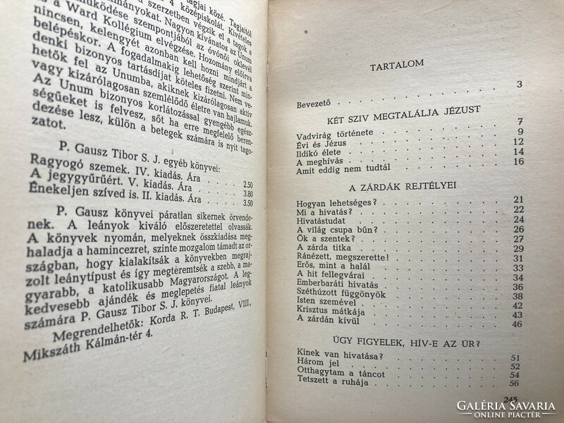 Ha az ő szavát halljátok, 1943 - gazdagon illusztrált könyv a zárdák életéről