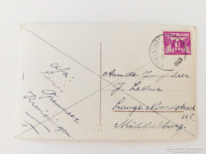 Régi újévi képeslap 1929 levelezőlap mulatozó malacok