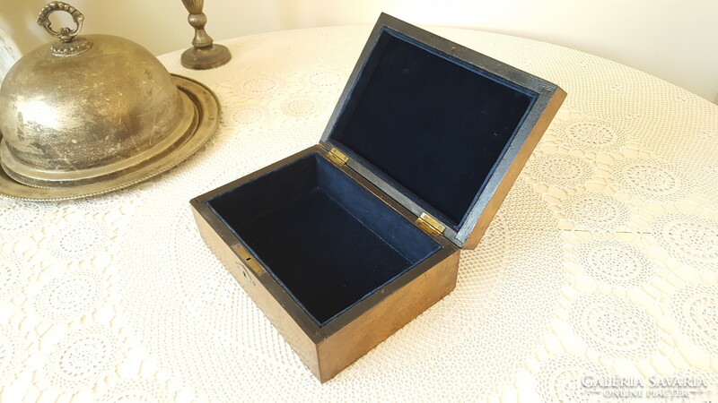 Old copper/mother-of-pearl inlaid wooden box