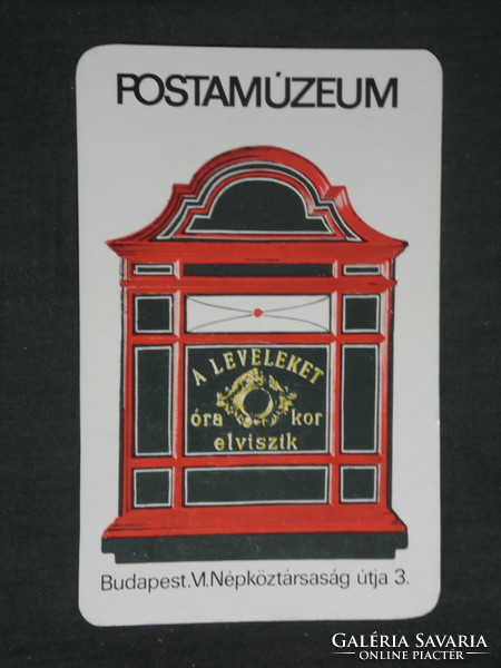 Card calendar, Budapest postal museum, graphic artist, mailbox, 1980, (2)