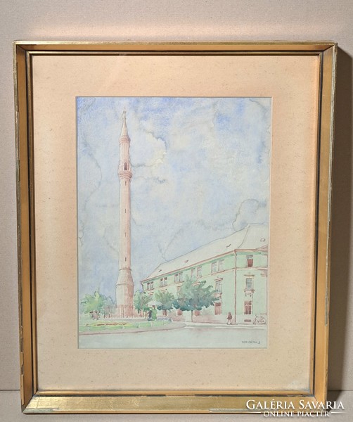 Eger minaret (watercolor frame) 1960s Eger