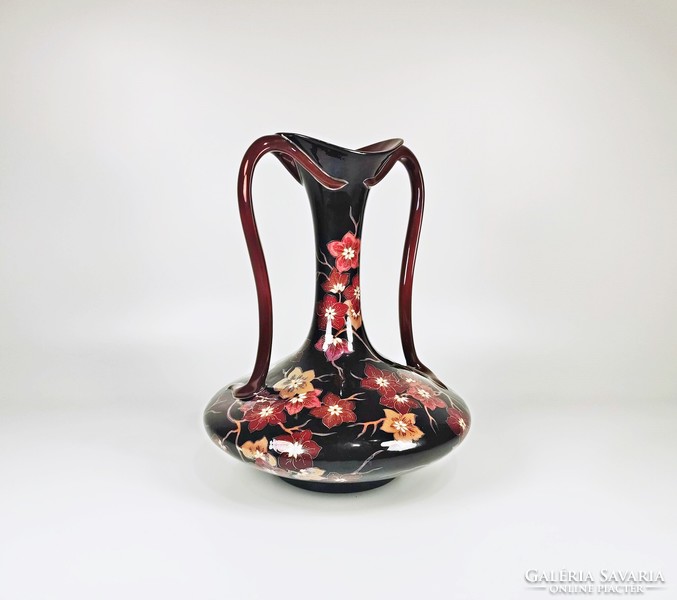 Zsolnay, multi-fired eosin signed hand-painted porcelain vase with floral pattern, flawless! (Bt005)