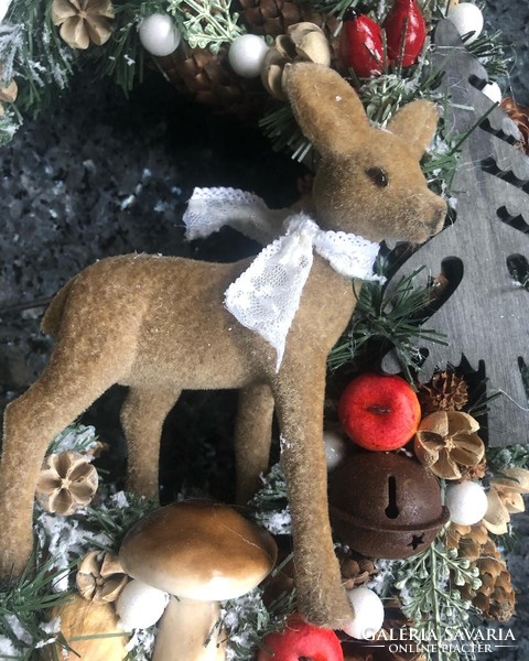 Christmas door decoration with deer
