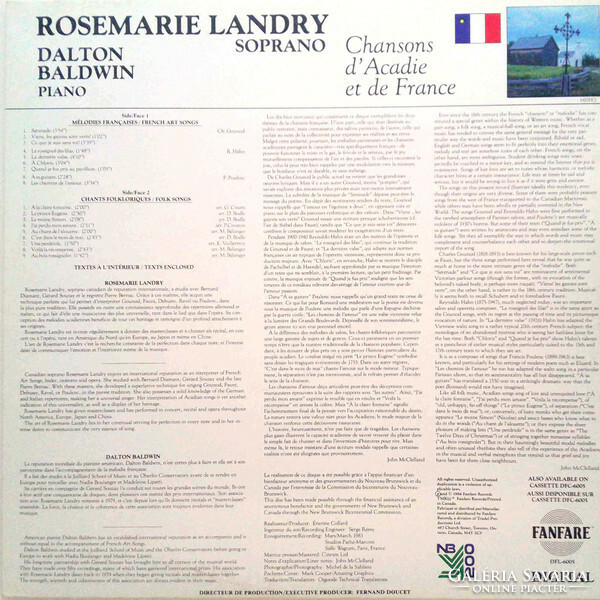 Rosemarie Landry, Dalton Baldwin - Chansons d'Acadie et de France (LP, Dig)