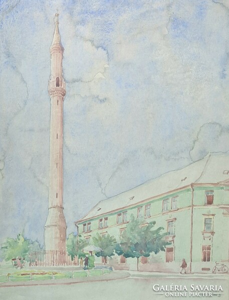 Eger minaret (watercolor frame) 1960s Eger