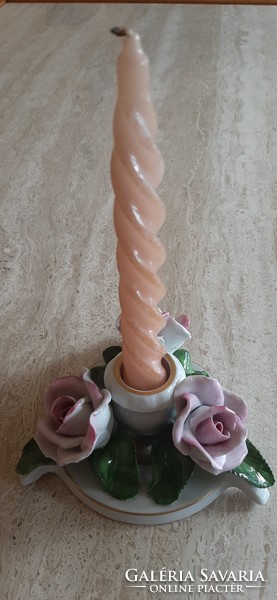 Herend porcelain, pink candle holder