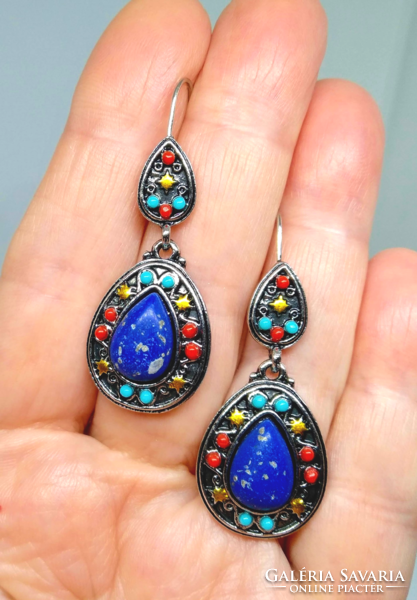 Ethnic style blue stone earrings 96