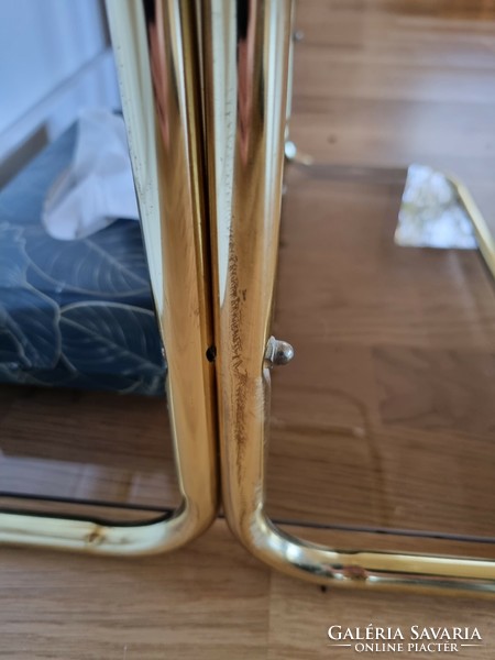 Mid-century csővázas arany polc, lerakó, LV 085