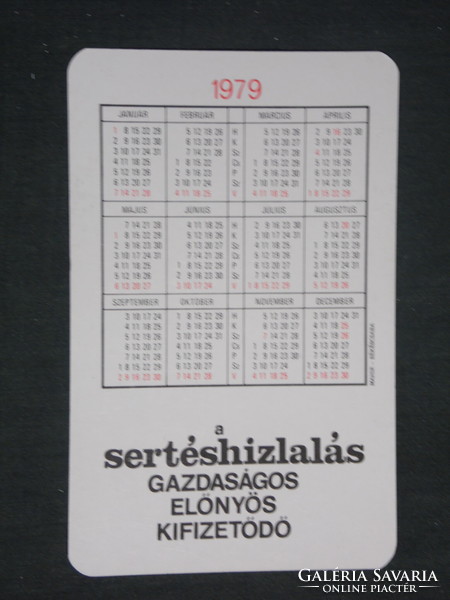 Kártyanaptár, ÁHV, Borsod állatforgalmi vállalat, Miskolc, 1979 ,   (2)
